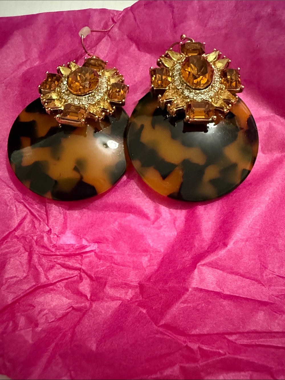 Gold and Tortoiseshell Drop Earrings - Women Jewelry